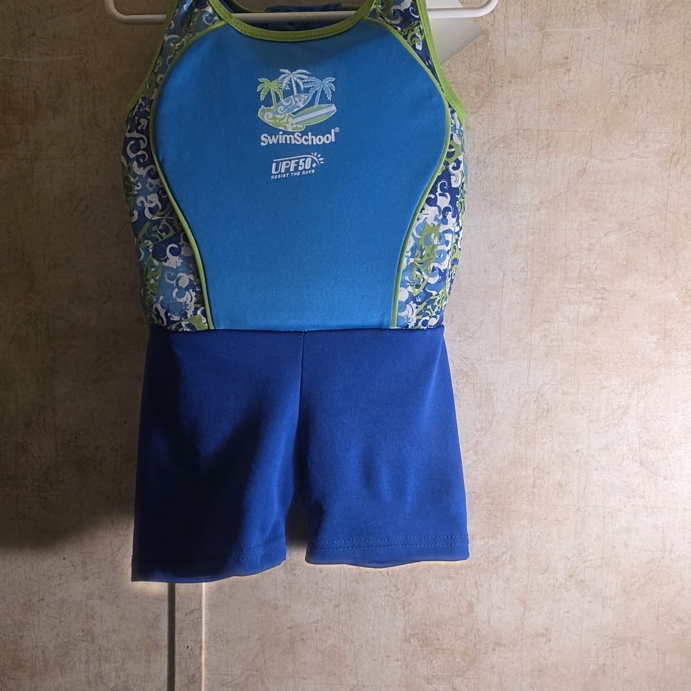 Kids Blue and Green One Piece Swimsuit